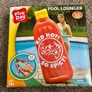 Play Day RED HOT SO SPICY 6FT'Long Pool Lounger w/ Repair Kit